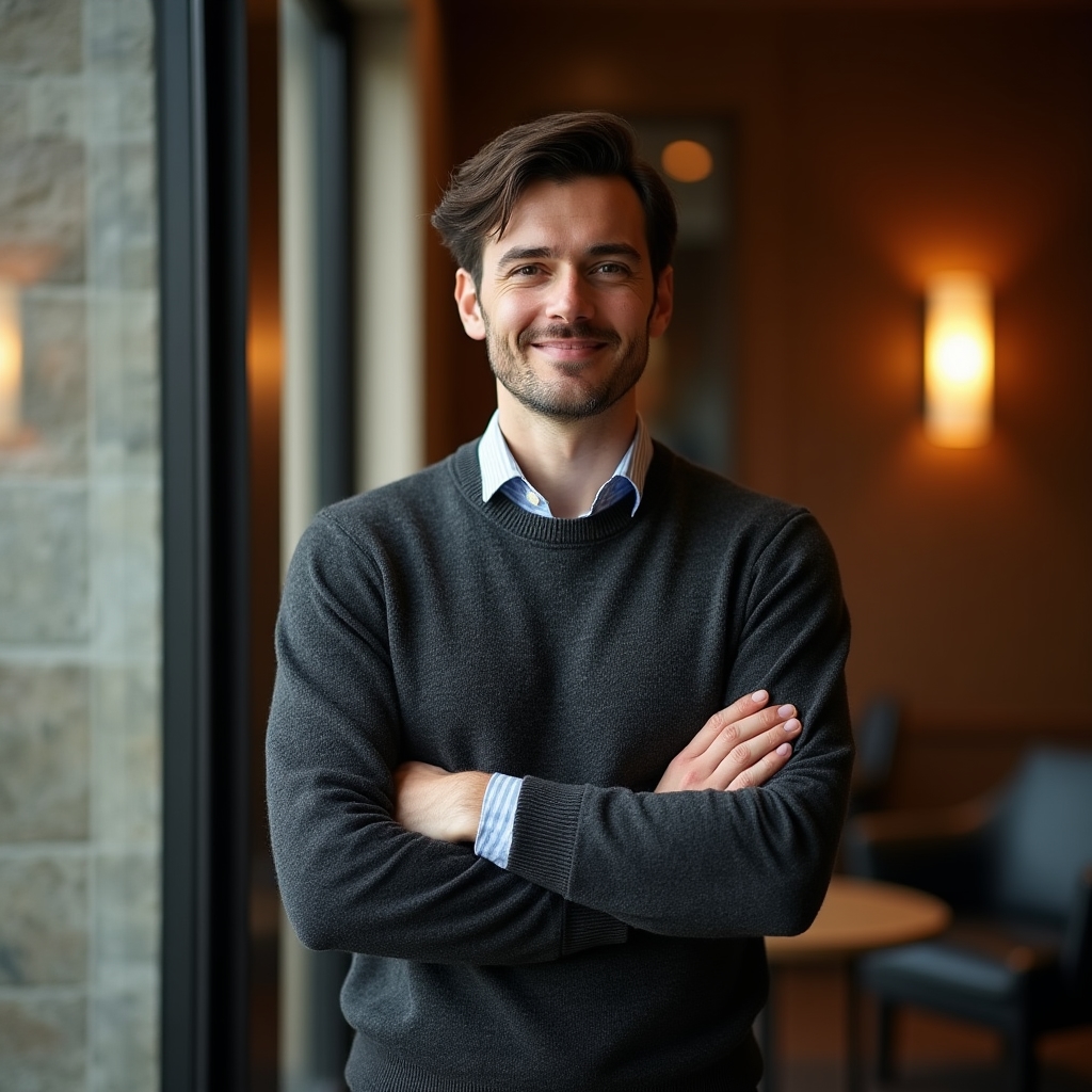 Accomplished professional in thoughtful pose, reflecting on career direction